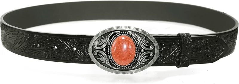 GURANSE Natural Gems Tiger Eyes Stone Belt Buckle With Acanthus Western Cowboy Style More Colors - Image 2